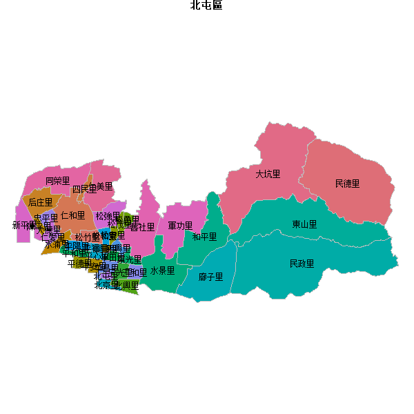 北屯區乡镇地图JSON数据火星坐标系(gcj02).json
