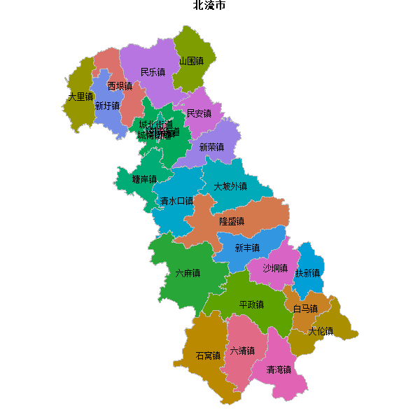 北流市乡镇地图JSON数据火星坐标系(gcj02).json