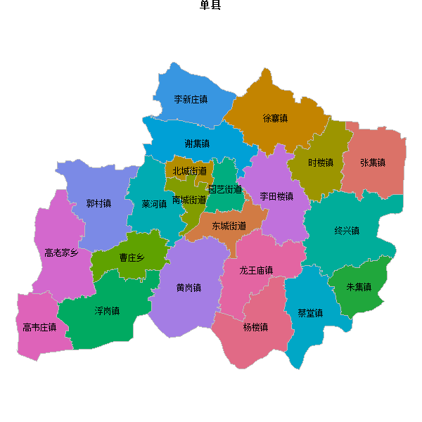 单县乡镇地图JSON数据火星坐标系(gcj02).json