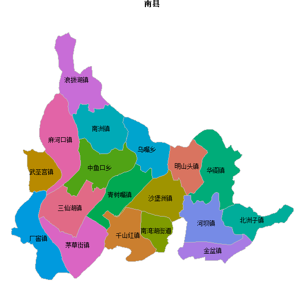 南县乡镇地图shp数据百度坐标系(bd09).shp