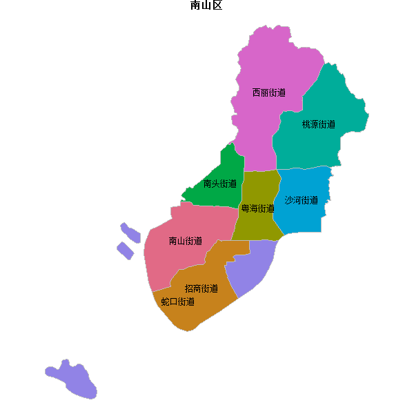 南山区乡镇地图JSON数据火星坐标系(gcj02).json