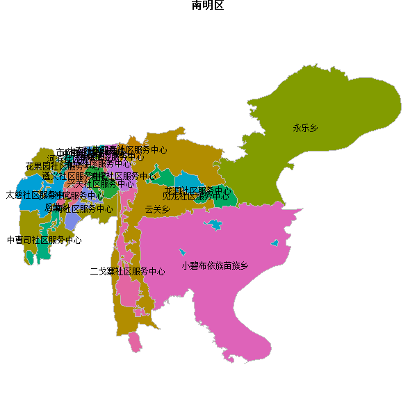 南明区乡镇地图JSON数据火星坐标系(gcj02).json