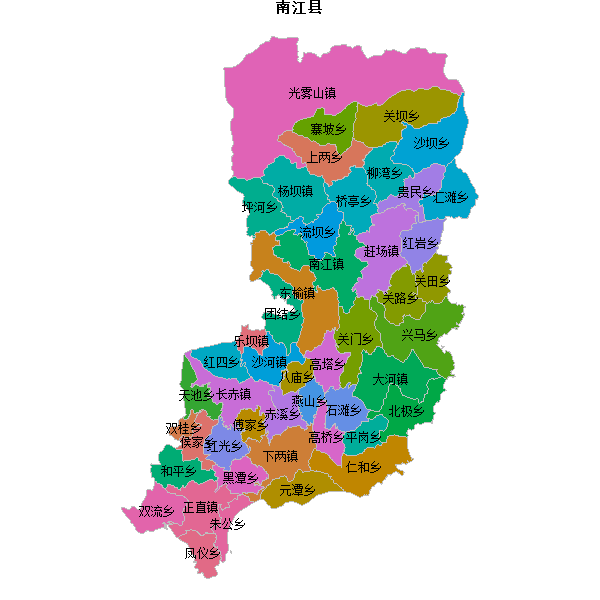 南江县乡镇地图JSON数据火星坐标系(gcj02).json