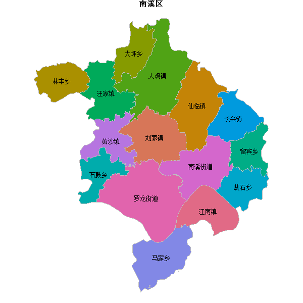 南溪区乡镇地图JSON数据火星坐标系(gcj02).json