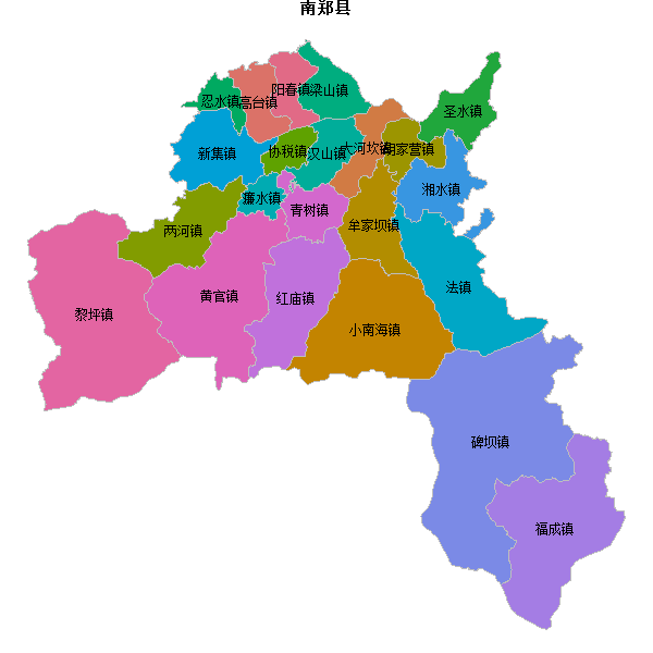 南郑县乡镇地图JSON数据火星坐标系(gcj02).json