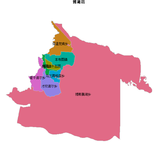 博湖县乡镇地图JSON数据火星坐标系(gcj02).json