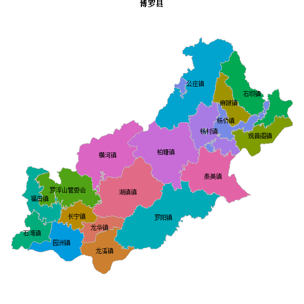 博罗县乡镇地图JSON数据百度坐标系(bd09).json