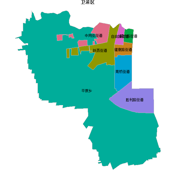 卫滨区乡镇地图JSON数据火星坐标系(gcj02).json