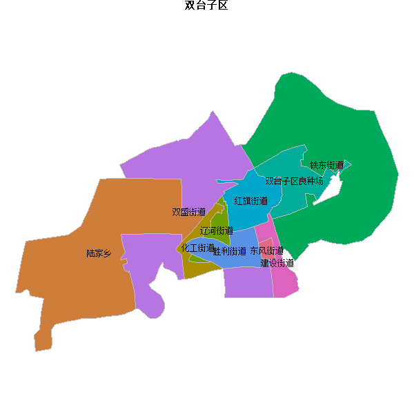 双台子区乡镇地图JSON数据火星坐标系(gcj02).json