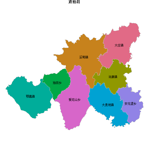 双柏县乡镇地图JSON数据火星坐标系(gcj02).json
