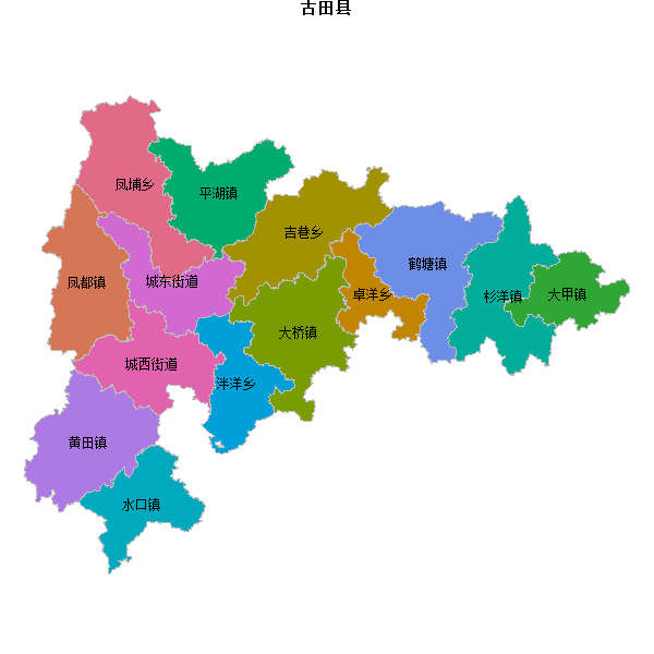 古田县乡镇地图JSON数据火星坐标系(gcj02).json