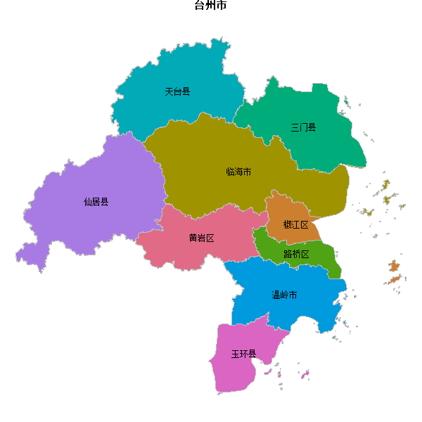 台州市地图JSON数据火星坐标系(gcj02).json