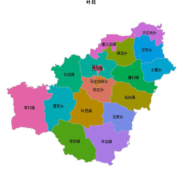 叶县乡镇地图JSON数据火星坐标系(gcj02).json