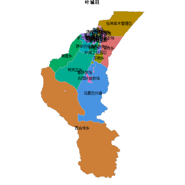 叶城县乡镇地图shp数据百度坐标系(bd09).shp