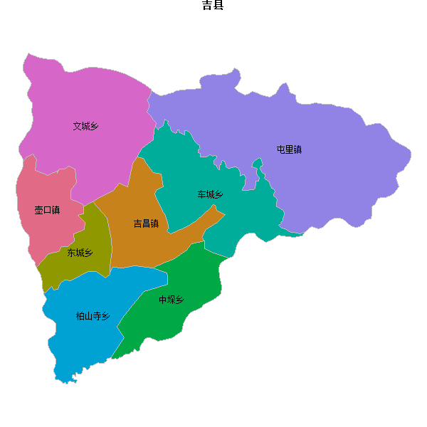 吉县乡镇地图JSON数据火星坐标系(gcj02).json