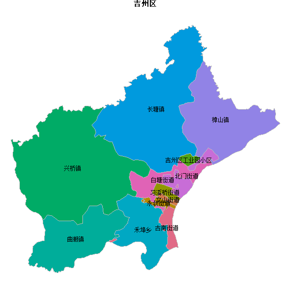 吉州区乡镇地图JSON数据火星坐标系(gcj02).json