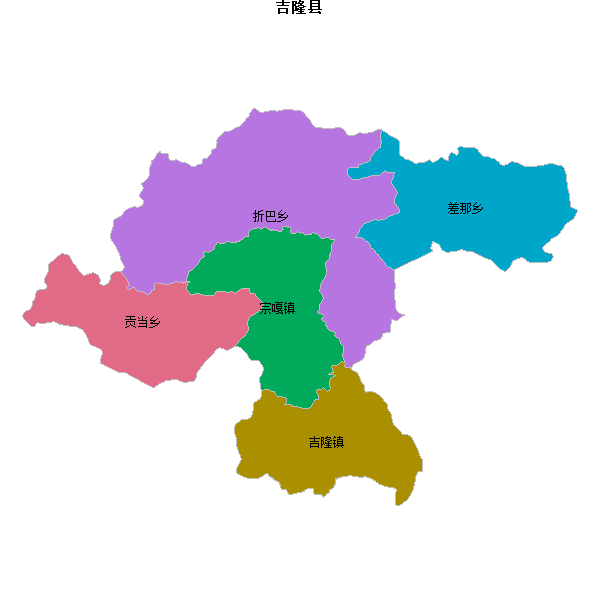 吉隆县乡镇地图JSON数据火星坐标系(gcj02).json