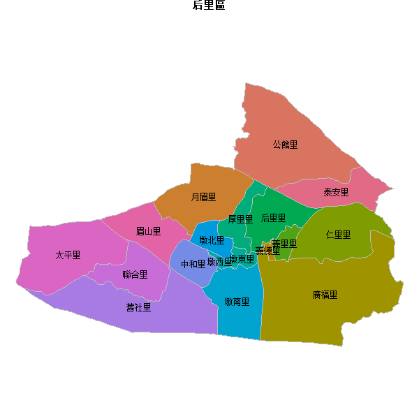 后里區乡镇地图JSON数据百度坐标系(bd09).json