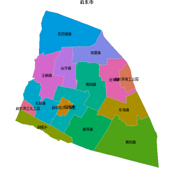 启东市乡镇地图JSON数据火星坐标系(gcj02).json