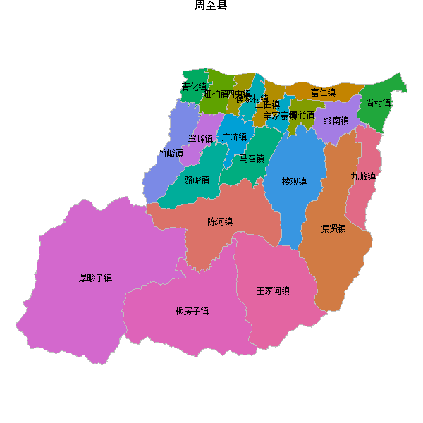 周至县乡镇地图JSON数据火星坐标系(gcj02).json