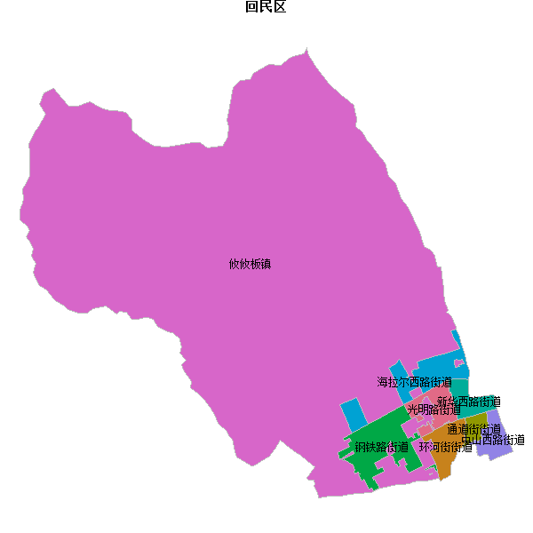 回民区乡镇地图JSON数据火星坐标系(gcj02).json