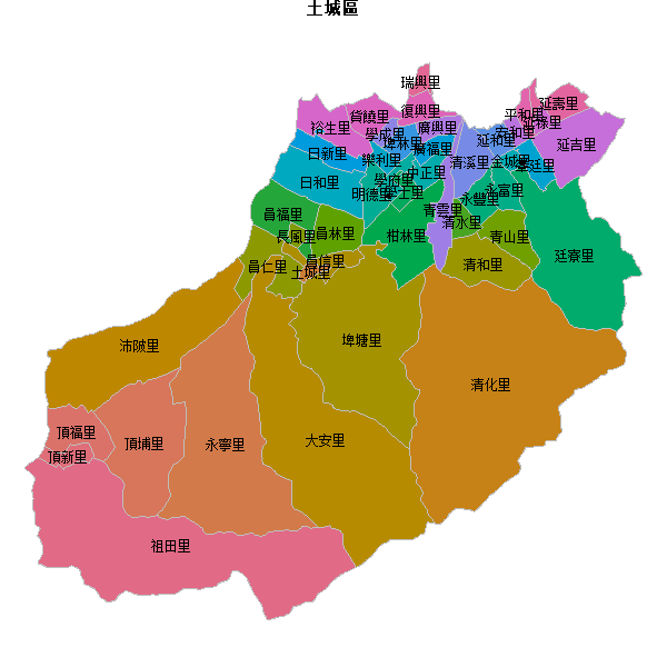 土城區乡镇地图shp数据百度坐标系(bd09).shp