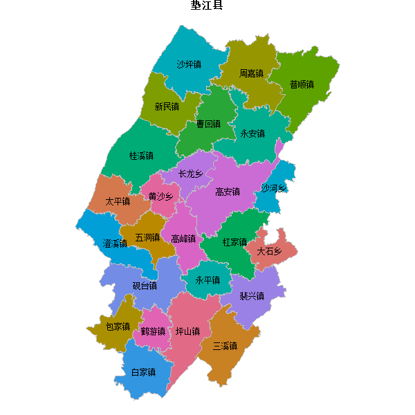 垫江县乡镇地图JSON数据火星坐标系(gcj02).json