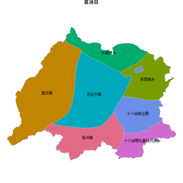塔河县乡镇地图JSON数据火星坐标系(gcj02).json