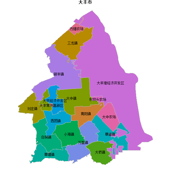 大丰市乡镇地图JSON数据火星坐标系(gcj02).json
