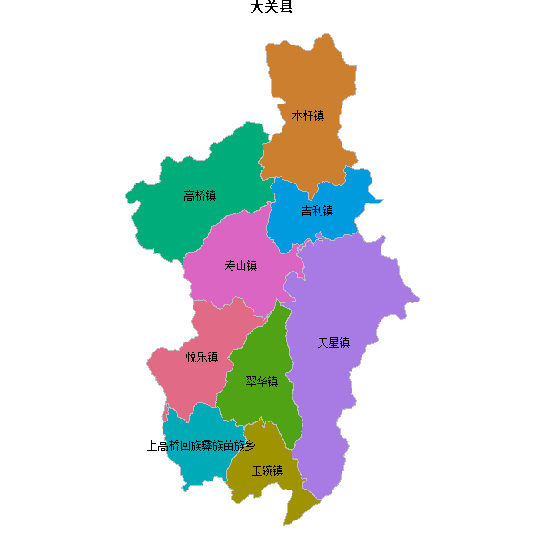 大关县乡镇地图JSON数据火星坐标系(gcj02).json
