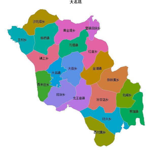 大名县乡镇地图JSON数据火星坐标系(gcj02).json