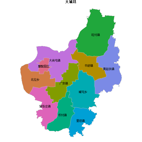 大城县乡镇地图shp数据百度坐标系(bd09).shp