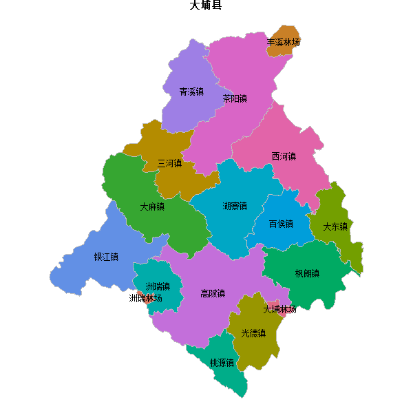 大埔县乡镇地图shp数据百度坐标系(bd09).shp