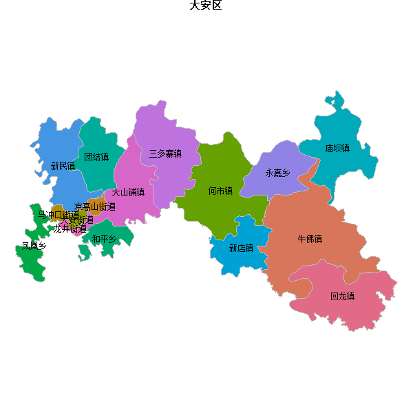 大安区乡镇地图JSON数据火星坐标系(gcj02).json