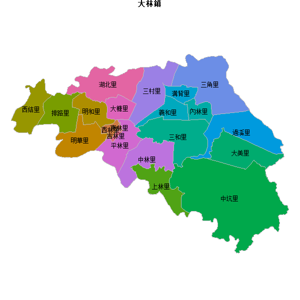 大林鎮乡镇地图JSON数据火星坐标系(gcj02).json