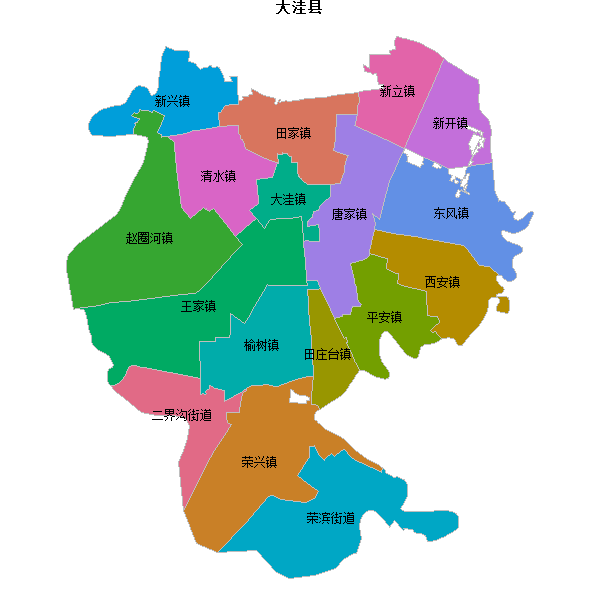 大洼县乡镇地图JSON数据火星坐标系(gcj02).json