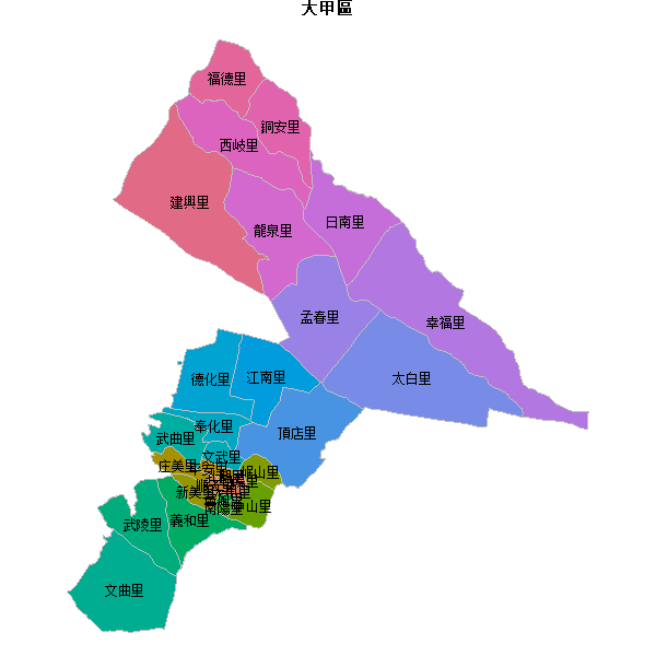 大甲區乡镇地图JSON数据百度坐标系(bd09).json