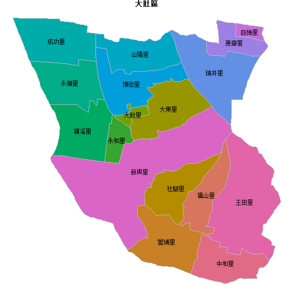 大肚區乡镇地图JSON数据火星坐标系(gcj02).json