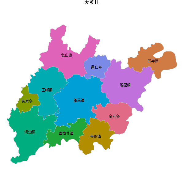 大英县乡镇地图JSON数据火星坐标系(gcj02).json