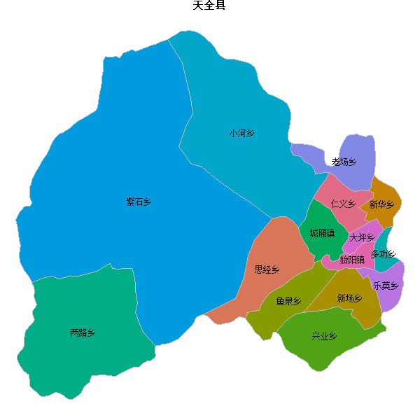 天全县乡镇地图JSON数据火星坐标系(gcj02).json