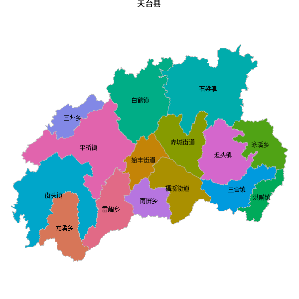 天台县乡镇地图JSON数据火星坐标系(gcj02).json