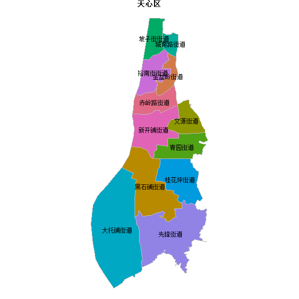 天心区乡镇地图JSON数据火星坐标系(gcj02).json