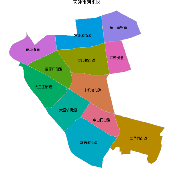 天津市河东区乡镇地图shp数据百度坐标系(bd09).shp