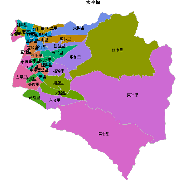 太平區乡镇地图JSON数据火星坐标系(gcj02).json