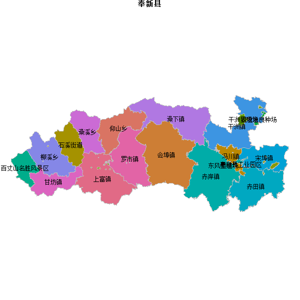 奉新县乡镇地图JSON数据火星坐标系(gcj02).json