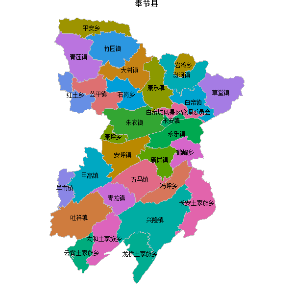 奉节县乡镇地图JSON数据百度坐标系(bd09).json