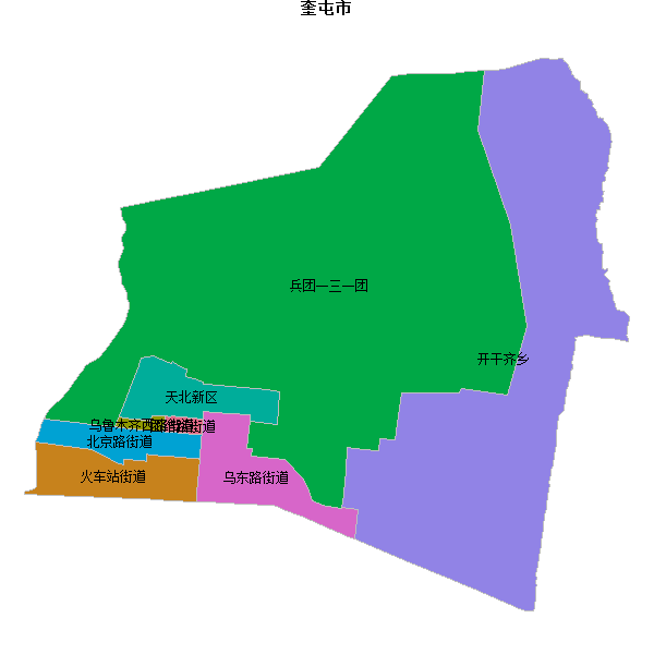 奎屯市乡镇地图JSON数据火星坐标系(gcj02).json