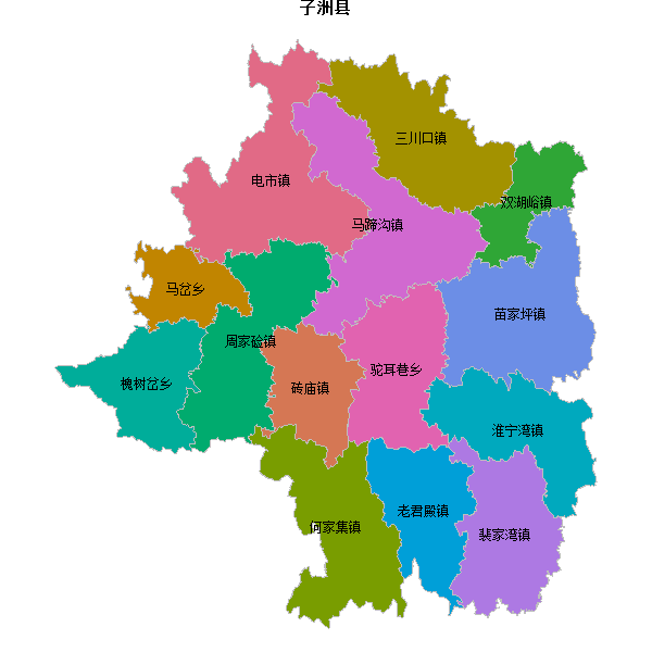 子洲县乡镇地图JSON数据火星坐标系(gcj02).json