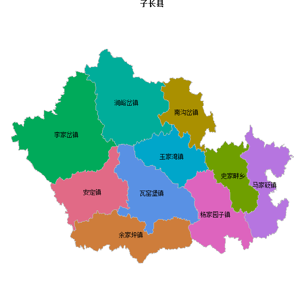 子长县乡镇地图JSON数据火星坐标系(gcj02).json