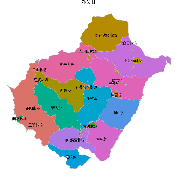 孙吴县乡镇地图shp数据百度坐标系(bd09).shp